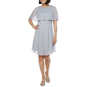 Silver Flutter Sleeve Midi Sundress for Wedding Guests